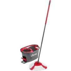 Vileda Turbo EasyWring & Clean Wischmop Komplettset, Bodenwischer(schwarz/rot, inkl. Classic Ersatzkopf)