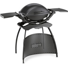 Weber Elektrogrill Q 2400, Dark Grey(dunkelgrau, 2.200 Watt, mit Seitentischen)