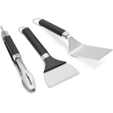 Weber Plancha Zubehör-Set, 3-teilig, Wender(edelstahl/schwarz, Wender, Schaber + Grillzange)