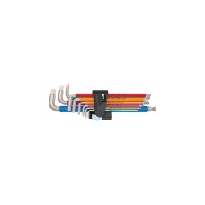 Wera 3950/9 Hex-Plus Multicolour Imperial Stainless 1 Winkelschlüsselsatz, Schraubendreher(schwarz, 9-teilig, zöllig, mit Halteclip)