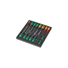 Wera 9710 Schaumstoffeinlage Schraubendreher-Set 1, 18‑teilig(schwarz/grau, in Schaumstoffeinlage für Werkstattwagen)