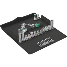 Wera Bicycle Set 7, 3/8", Werkzeug-Set(schwarz/grün, 27-teilig, Speed-Knarre mit schwenkbarem Kopf)