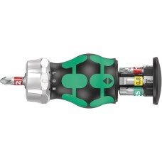 Wera Kraftform Kompakt Stubby Magazin RA 1, Steckschlüssel(schwarz/grün, 7-teilig, mit Ratschenfunktion)