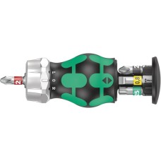 Wera Kraftform Kompakt Stubby Magazin RA 2, Bit-Satz(schwarz/grün, 7-teilig, mit Ratschenfunktion)