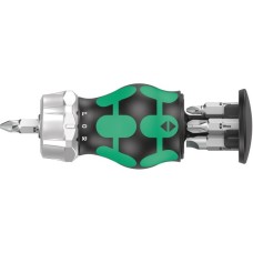 Wera Kraftform Kompakt Stubby Magazin RA 3, Bit-Satz(schwarz/grün, 7-teilig, mit Ratschenfunktion)