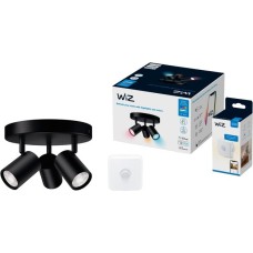 WiZ Bundle IMAGEO 3x einstellbarer Spot runde Platte + Bewegungssensor, LED-Leuchte(schwarz)