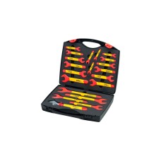 Wiha Einmaul-Gabelschlüssel Set isoliert, 6-32mm, Schraubenschlüssel(rot/gelb, 21-teilig)