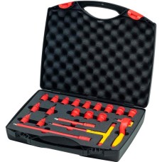 Wiha Ratschenschlüssel-Set isoliert, 3/8", Steckschlüssel(rot/gelb, 21-teilig)