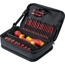 Wiha Schraubendreher mit Bithalter 1/4" electric slimVario Set(rot/gelb, 32-teilig, mit slimBits und Stubby)