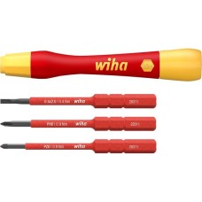 Wiha Schraubendreher mit Bithalter-Set PicoFinish electric slimVario(rot/gelb, 4-teilig, mit slimBits)