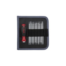 Wiha Schraubendreher mit Wechselklingen-Set SYSTEM 6(schwarz/rot, 12-teilig, mit Rolltasche)