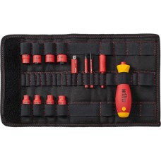 Wiha Schraubendreher und Steckschlüsseleinsatz 1/4" electric slimVario Set(rot/gelb, 14-teilig, mit slimBits)