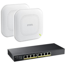 Zyxel Nebula Starter Kit Bundle - GS1915-8EP PoE + 2x NWA90AX, Switch(60W PoE)