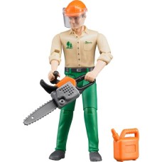 bruder Forstarbeiter mit Zubehör, Spielfigur(grün/beige)