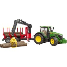bruder John Deere 7R 350 m Rückeanhänger, Modellfahrzeug(grün/rot, Inkl. 4 Baumstämmen, Outlet)