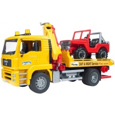 bruder MAN TGA Abschlepp-LKW mit Geländewagen, Modellfahrzeug(ohne Light and Sound Modul)