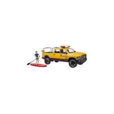 bruder RAM 2500 Power Wagon Life Guard, Modellfahrzeug(gelb/schwarz, Inkl. Figur, Stand Up Paddle und Light & Sound Modul)