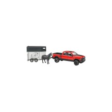 bruder RAM 2500 Power Wagon mit Pferdeanhänger, Modellfahrzeug(rot/weiß, und Pferd)