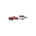 bruder RAM 2500 Power Wagon mit Pferdeanhänger, Modellfahrzeug(rot/weiß, und Pferd)