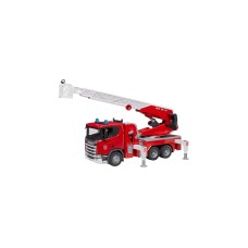 bruder Scania Super 560R Feuerwehr mit Drehleiter, Wasserpumpe, Light & Sound, Modellfahrzeug