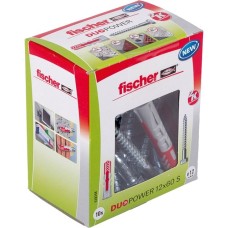 fischer Dübel DUOPOWER 12x60 S LD(hellgrau/rot, 10 Stück, mit Schraube)