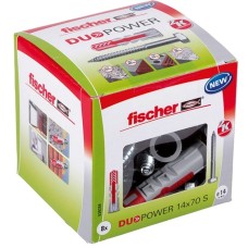 fischer Dübel DUOPOWER 14x70 S LD(hellgrau/rot, 8 Stück, mit Schraube)