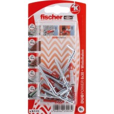 fischer Dübel DUOPOWER 6X30 WH K DE(hellgrau/rot, 6 Stück, mit Winkelhaken)