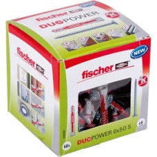 fischer Dübel DUOPOWER 6x50 S LD(hellgrau/rot, 50 Stück, mit Schraube)