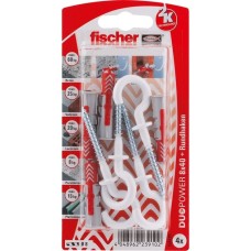 fischer Dübel DUOPOWER 8X40 RH N K DE(hellgrau/rot, 4 Stück, mit Rundhaken)