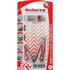 fischer Dübel DUOPOWER 8X40 S A2 K DE(hellgrau/rot, 2 Stück, mit Schraube A2 rostfrei)