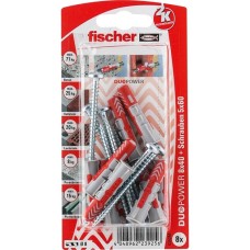 fischer Dübel DUOPOWER 8X40 S PH K DE(hellgrau/rot, 8 Stück, mit Schraube)