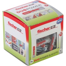 fischer Dübel DUOPOWER 8x40 S PH LD(hellgrau/rot, 50 Stück, mit Schraube)