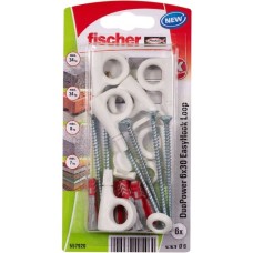 fischer EasyHook Loop DuoPower 6x30, Dübel(weiß, 6 Stück, mit EasyHook Öse)