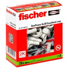 fischer EasyHook Loop DuoPower 6x30, Dübel(weiß, 25 Stück, mit EasyHook Öse)