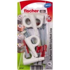 fischer EasyHook Loop DuoPower 8x40, Dübel(weiß, 4 Stück, mit EasyHook Öse)