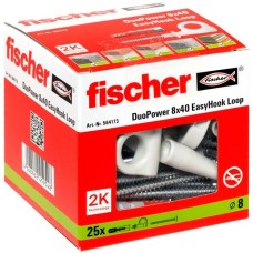 fischer EasyHook Loop DuoPower 8x40, Dübel(weiß, 25 Stück, mit EasyHook Öse)