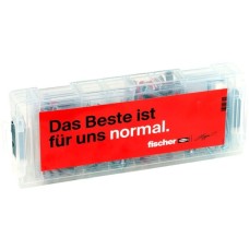 fischer Mini-FixTainer-DUOPOWER, "Klopp Signature" Aktionsbox, Dübel(hellgrau/rot, mit Schrauben, 160-teilig, mit Gewinnspiel der exklusiven Klopp Signature Collection)