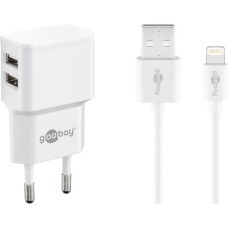 goobay Apple Lightning Dual Ladeset 2,4 A, Ladegerät(weiß)
