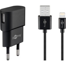 goobay Apple Lightning Ladeset 1A, Ladegerät(schwarz)
