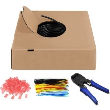 goobay CAT.6 Outdoor-Patchkabel-Set U/UTP(schwarz, 305 Meter, inkl. Crimpzange)