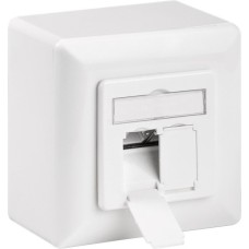 goobay CAT.6 Universaldose inkl. Aufputzmontage-Rahmen, Anschlussdose(weiß, 2x RJ-45 Buchse)