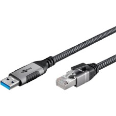 RJ-45 Stecker, LAN-Adapter(schwarz/silber, 1 Meter)