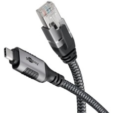 RJ-45 Stecker, LAN-Adapter(schwarz/silber, 2 Meter)