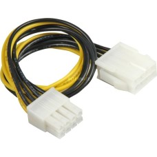 goobay Internes Stromkabel 8-Pin EPS, Verlängerungskabel(schwarz/gelb, 28cm, Bulk)