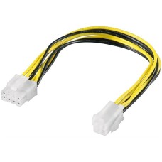 goobay Internes Stromkabel ATX 8p auf 4p, Adapter(schwarz/gelb, 24cm, Bulk)