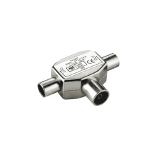 goobay Koaxial-Verteiler 2x Stecker auf Kupplung, Kabel(silber)
