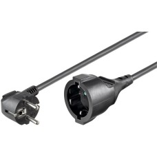 goobay Netzkabel Verlängerung, 3m, Verlängerungskabel(schwarz, Schutzkontakt-Stecker)