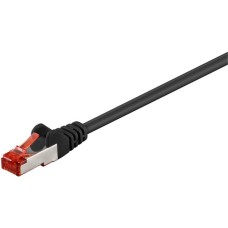 goobay Patchkabel CAT.6 S/FTP (PiMF)(schwarz, 1 Meter, doppelt geschirmt)