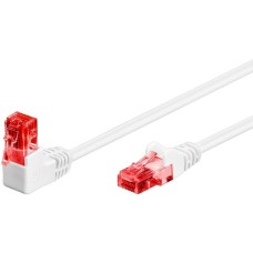 goobay Patchkabel Cat.6 U/UTP, 1x 90° gewinkelt(weiß, 0,5 Meter)