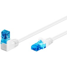 goobay Patchkabel Cat.6a U/UTP, 1x 90° gewinkelt(weiß, 2 Meter)